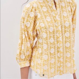 Maeve golden yellow floral embroidered blouse